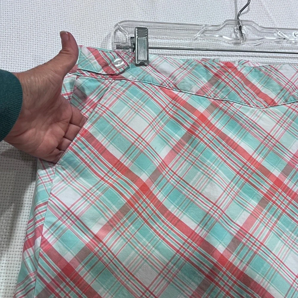 Lady Hagen Plaid Golf Skirt with Built-in Shorts Pink Aqua White Size‎ 12